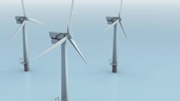 Energy of the Future. Wind Turbines. Three Blades rotating around the Rotor.