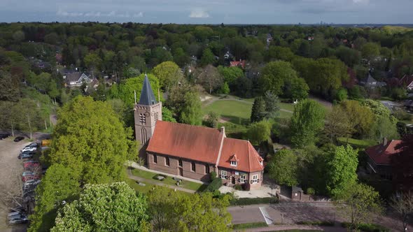 Blaricum Village Church in the Netherlands, Aerial view