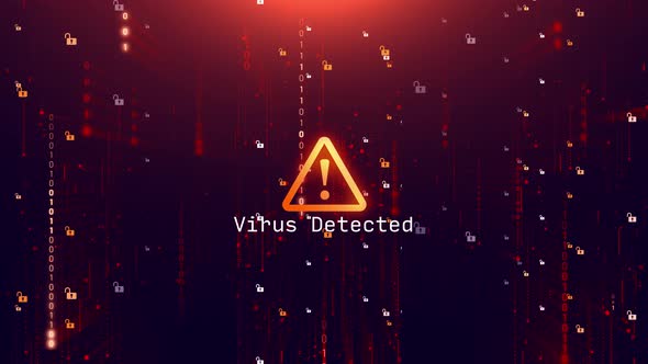 Cyber Security Virus Detected Matrix Tower Animation