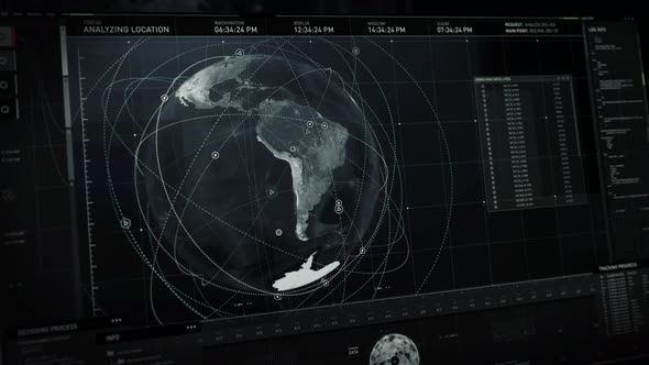 Futuristic searching software is looking for available satellite connections alt