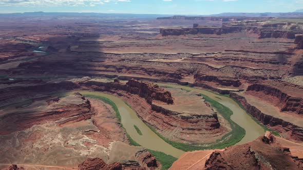 Green River Overlook At Dead Horse Point, Utah, USA - aerial drone shot