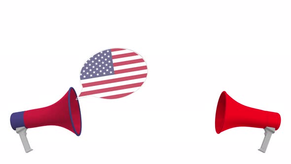 Speech Bubbles with Flags of Turkey and the USA