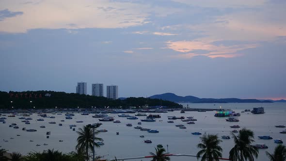 Time lapse of beautiful Pattaya city around sea ocean bay in Thailand