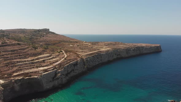 Aerial drone video from western Malta, Mgarr area, Fomm ir-Rih bay.