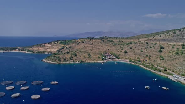 Beach on Coast of Ionian Sea in Albania View From Drone