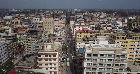 An aerial shot of downtown Dar Es Salaam city in Tanzania, Africa. 4K
