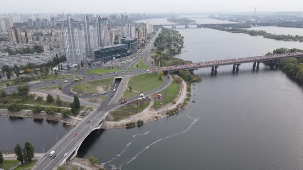 The Main River of Ukraine - Dnipro Near Kyiv. Slow Motion