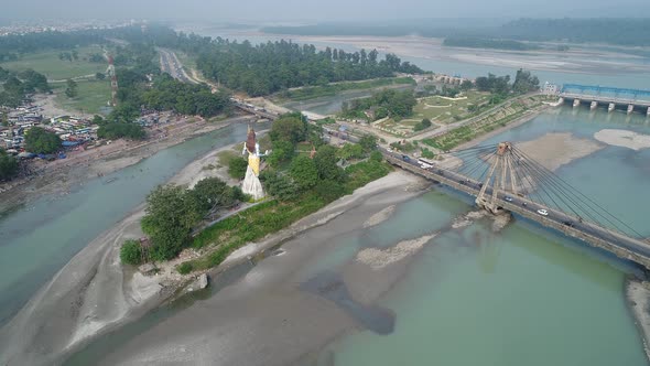 City of Haridwar state of Uttarakhand in India seen from the sky