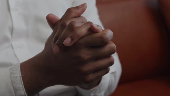 Close Up of Man's Hands Squashed in Relief in Slow Motion