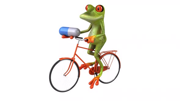 Fun frog on a bicycle - Digital animation