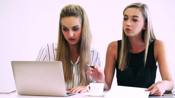 Blonde Business Woman Working at Modern Office