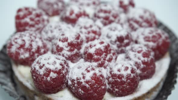 Sweet Cake with Raspberry Fruits Rotating