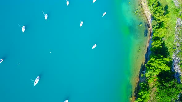 Lake of Sainte-Croix in the Verdon Regional Natural Park in France from the sky