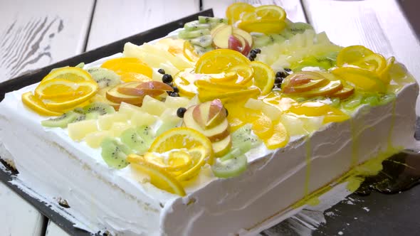 Cake with Fruits and Jelly