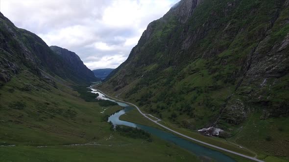 Scenic road in norwegian valley