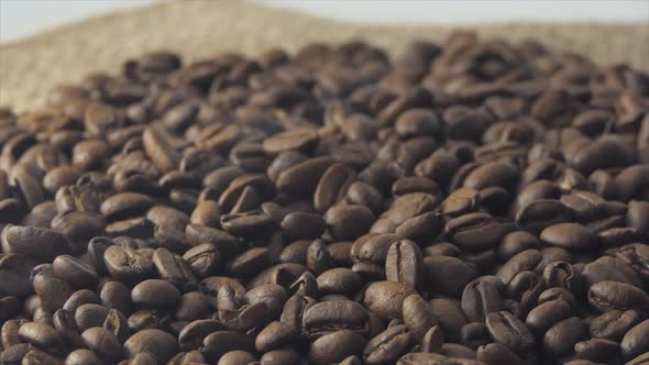 CloseUp Shot of Roasted Coffee Beans