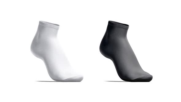 Blank black and white ancle socks mockup stand, looped rotation