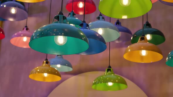 Different color bowl of lamp hanging