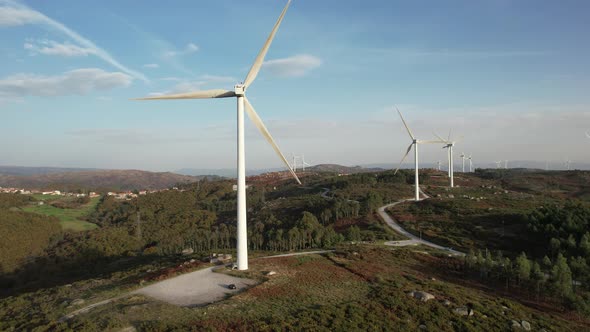 Wind Power Turbines Generating Clean Renewable Energy