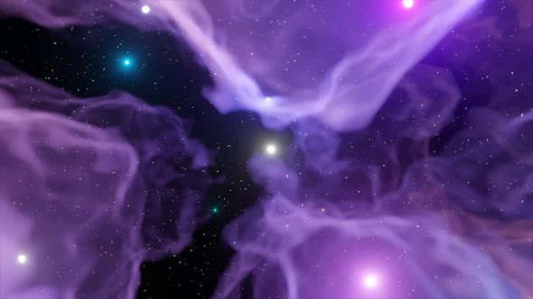 Deep Space Nebula Loop Background with Glowing Star and Plasma