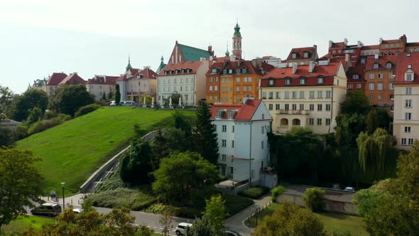 Aerial View of the Old Town in Warsaw Poland