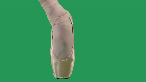 Pointe Shoes Professional Ballet Shoes on Green Screen