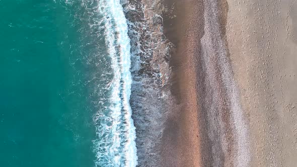 Texture of the sea and wild beach aerial view 4 K