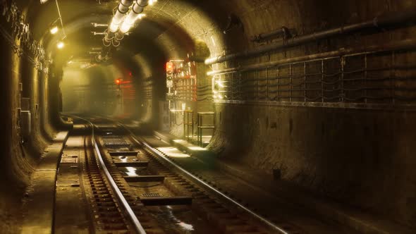 Dark Old Abandoned Metro Subway Tunnel