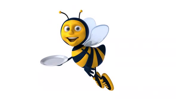 Fun 3D cartoon bee animation with alpha