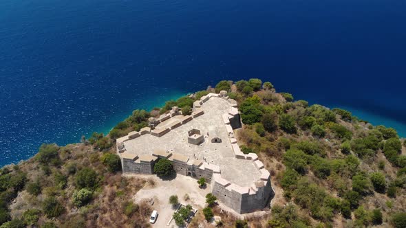 Aerial View of Porto Palermo Castle in the Albanian Riviera