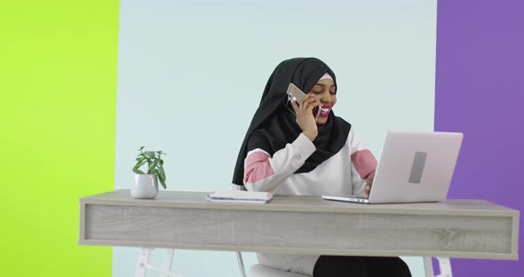 Muslim Woman Running Business Online From Home