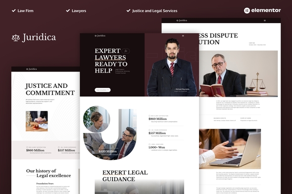 Juridica - Lawyer Attorney and Law Firm Elementor Pro Template Kit