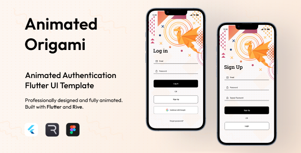 Animated Abstract Origami Login & Register Screens - Flutter Authentication UI Kit