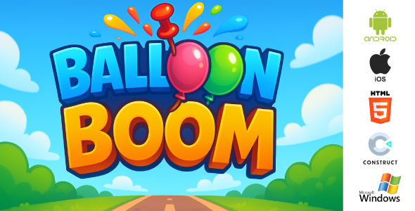Balloon Boom Game – Arcade Game – HTML5, Android, iOS, Windows (Construct 3)