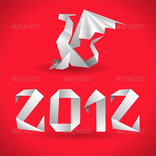 Origami Dragon with 2012 Year