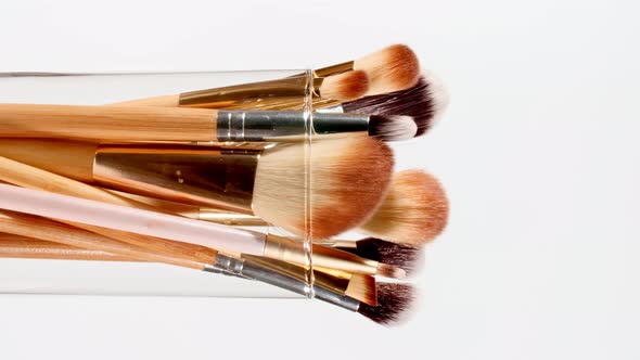 Makeup Brushes Rotation on White Background