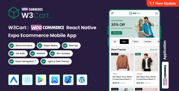 W3Cart | WooCommerce React Native Expo Mobile Application