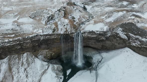 4K Drone footage of waterfall in Iceland.