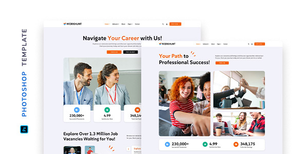 Workhunt – Job Portal Template for Adobe Photoshop