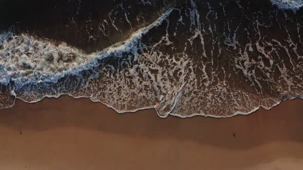 Top View From a Drone of the Coastline at High Tide