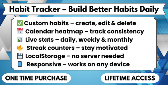 Habit Tracker – Build Better Habits Daily with Analytics & Calendar Heatmap