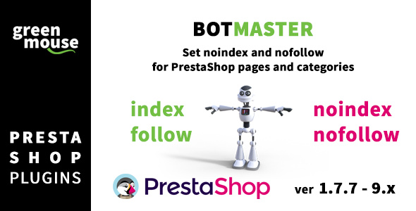 BotMaster - set noindex / nofollow for PrestaShop pages, categories and filters