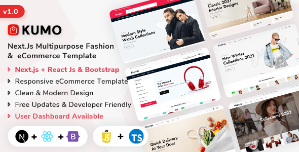 Kumo - Next.js Multipurpose Fashion & eCommerce Template (Javascript + Typescript)