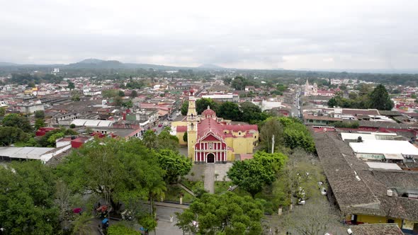 bacjwards view of the church of town of Coatepec in veracruz Mexico