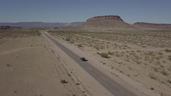 Aerial Drone Shot of Vehicle Travelling on Route 66