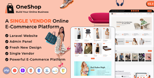 OneShop - Single Vendor Online eCommerce Laravel Website Platform