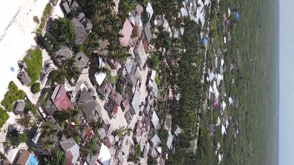 Tanzania  Aerial View of Houses Near the Coast of Zanzibar Vertical Video