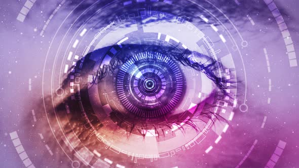 Close up of high tech futuristic eye