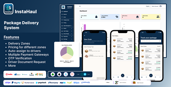 InstaHaul - Package Courier Delivery App with Admin Backend
