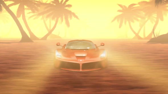 80's Car And Desert Synthwave Loop Scanline Part 2 alt